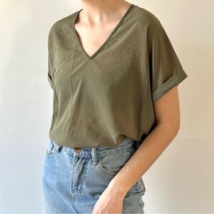 🌿 sheer olive green blouse